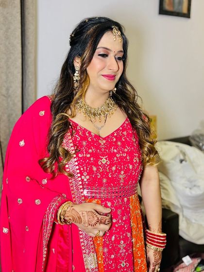 A close-up of the makeup and mehndi.