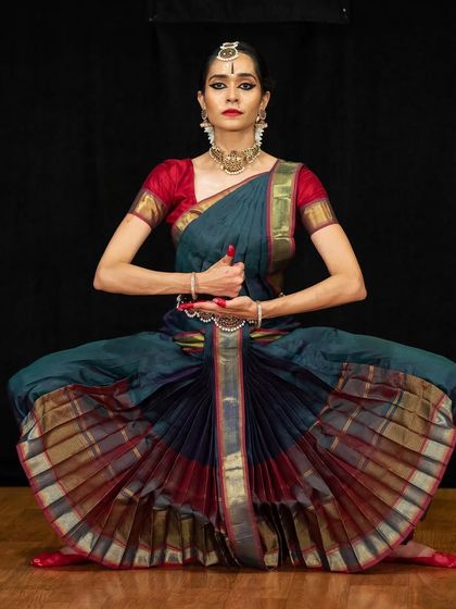 On Mahashivaratri, a posture dedicated to Lord Shiva, the cosmic dancer. This Aramandi pose reflects the power and stillness that the deity represents.
