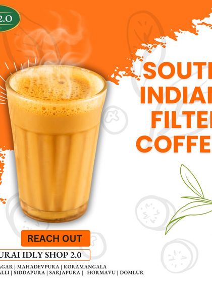 Every sip tells a story. Our South Indian filter coffee is the perfect companion for our crispy dosas and warm idlis.