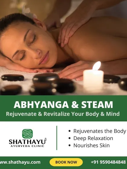 This image captures the serene experience of Abhyanga and Steam. This treatment rejuvenates the body, provides deep relaxation, and nourishes the skin, leaving you feeling refreshed and revitalized.