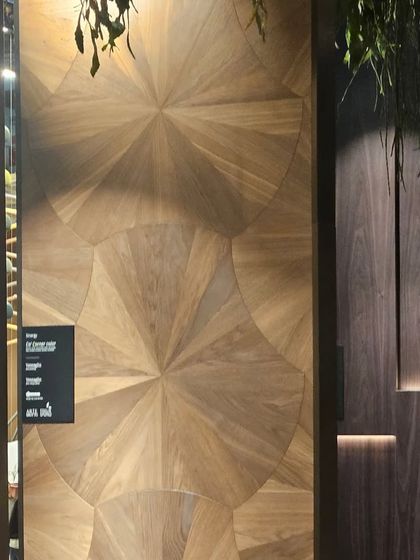 A stunning example of our designer wooden flooring, featuring a radial starburst pattern. This turns the floor into a magnificent work of art.