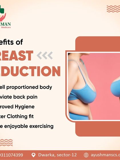Breast reduction surgery offers numerous life-changing benefits beyond aesthetics. This informational graphic explains how the procedure can lead to a well-proportioned body, alleviate back pain, improve hygiene, and make physical activities more enjoyable.