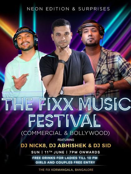A music festival format right in the heart of the city. This event at The Fixx Bar brought together three DJs for a night of Commercial and Bollywood music, showcasing my ability to perform in a festival-style lineup.