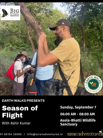 Our naturalist Ashir Kumar shares a moment of learning with a young explorer during a "Season of Flight" butterfly walk. We believe in inspiring the next generation of nature lovers by making learning interactive, accessible, and fun for all ages.