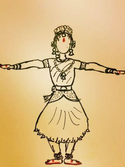 An illustration of the 'Ta Dhit Tha' adavu. We use our YouTube channel to share tutorials and practice videos for our students.