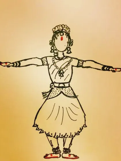 An illustration of the 'Ta Dhit Tha' adavu. We use our YouTube channel to share tutorials and practice videos for our students.