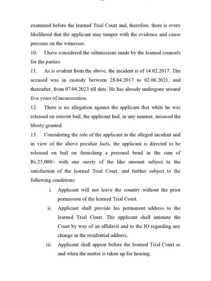 The court's reasoning for granting bail is detailed here. It highlights that the applicant had already undergone five years of incarceration and had not misused previous interim bail, validating our argument for his release.