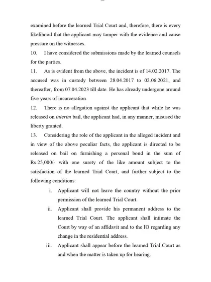 The court's reasoning for granting bail is detailed here. It highlights that the applicant had already undergone five years of incarceration and had not misused previous interim bail, validating our argument for his release.