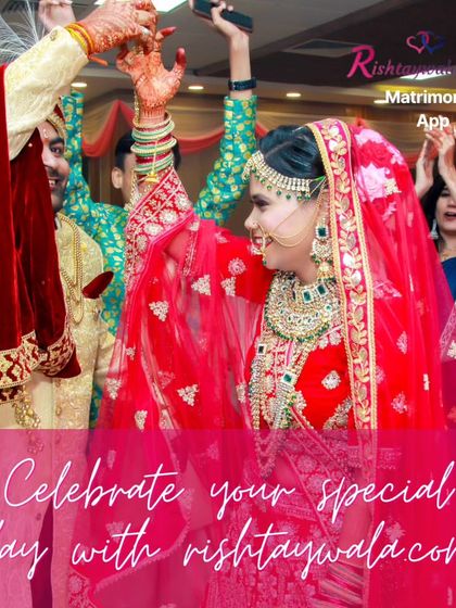 Celebrate your special day with a partner you found on our platform. This image captures the festive spirit of a wedding celebration.
