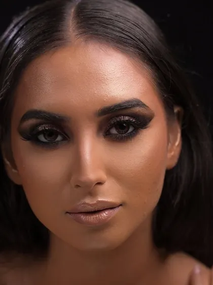 A classic beauty portrait that showcases the power of a perfectly executed full-glam makeup application.