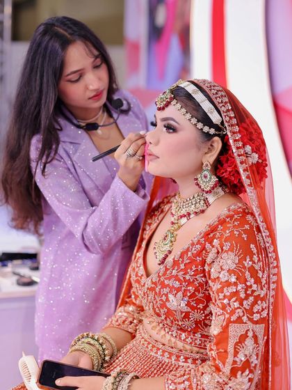 Another angle from my live demo at the Beauty Expo. Concentration and precision are key, even on a big stage.