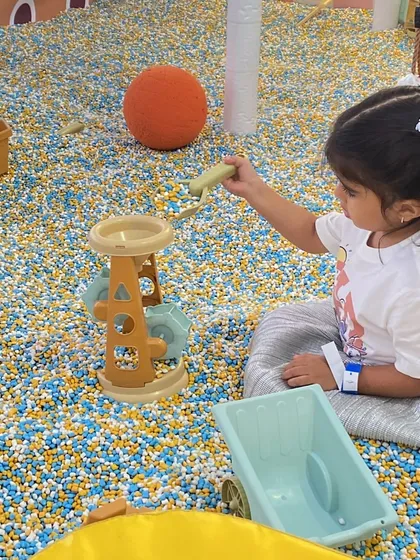 Another shot of our sensory pit, where kids can dig, pour, and explore with safe and fun toys.