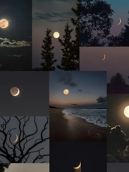 The moon influences the tides and our emotions. This collage is a reminder to honor our emotional cycles and practice simple remedies, like conserving water, to maintain balance.