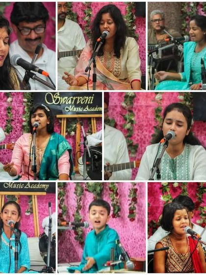 Another beautiful collage of our students, young and old, sharing their music at the Utsav.