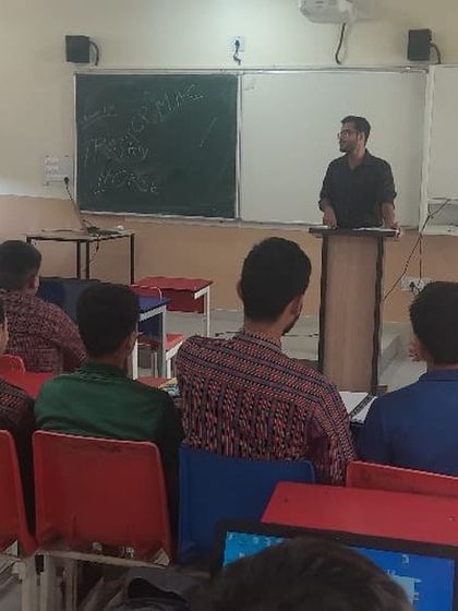 An instructor leads a session during our cybersecurity workshop at DAV Public School Sundernagar. We provide expert-led training to equip students with essential skills for navigating the digital world safely.