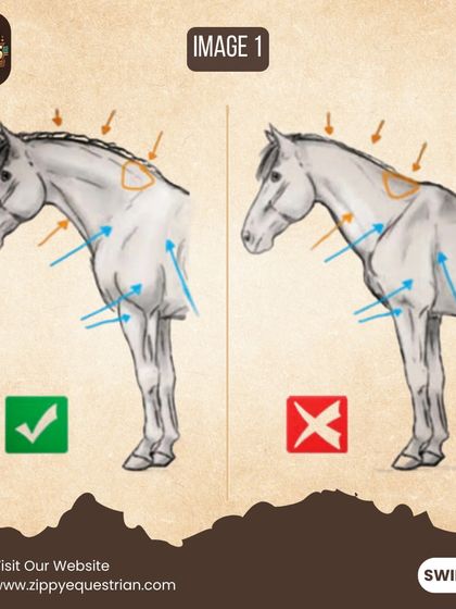This diagram compares the neck and shoulder muscling of a well-trained horse versus one with poor development. Good posture allows the horse to carry itself and the rider correctly and without strain.
