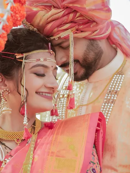 The heart of a Maharashtrian wedding. We love the vibrant traditions, the beautiful attire, and the genuine smiles that fill the day. This is a moment of pure joy and connection.