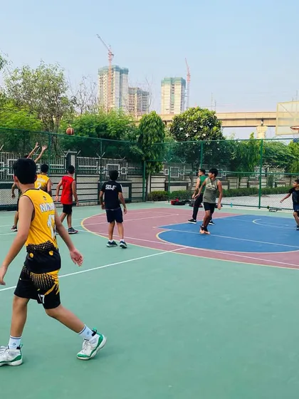 A player takes a shot from the wing.