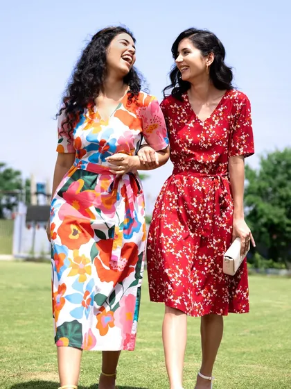 This is a shot from a campaign I modeled for with Fable Street. It captures that perfect, joyful 'girls day out' vibe and shows how I bring energy and authenticity to professional brand shoots, especially for brands that celebrate Indian curves.