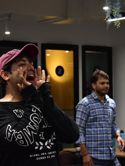 Getting the energy levels up at a corporate event. A good shout is all you need to get the party started.