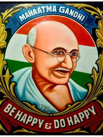 A portrait of Mahatma Gandhi, painted with respect and detail. I capture the essence of iconic personalities in my unique style, making them perfect for collectors or as inspirational pieces for any space.