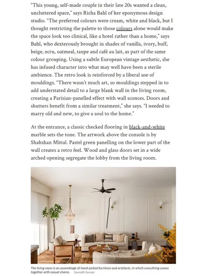 For a young couple's first home, they wanted soft tones of cream and white. I used Parisian-style wall mouldings and hand-picked furniture to add understated detail and warmth, creating a space that feels serene and timeless without being clinical.