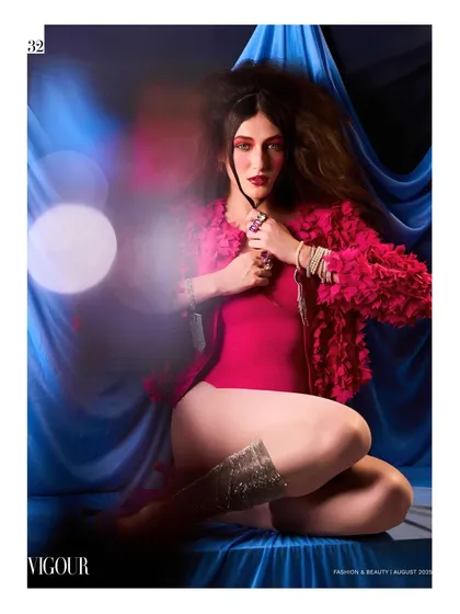 A vibrant, high-energy shot from my editorial in Vigour Magazine. I used a prism and light flares to create a dynamic, colorful effect that complements the bold styling.