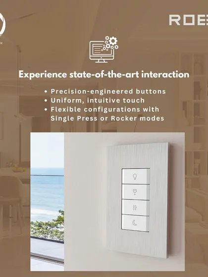 A QUANTICA keypad in a brushed silver finish, demonstrating its state-of-the-art interaction with precision-engineered buttons and flexible configurations.