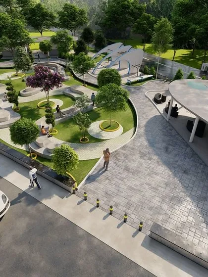 A concept for 'Take A Break', a highway rest stop in Kerala. This project illustrates my approach to public space design, transforming a functional stop into a tranquil park with winding paths and green spaces, offering a true respite from the road.