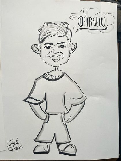 A full-body caricature of "Darshu." These individual portraits make for fantastic personalized gifts for birthdays or any occasion.
