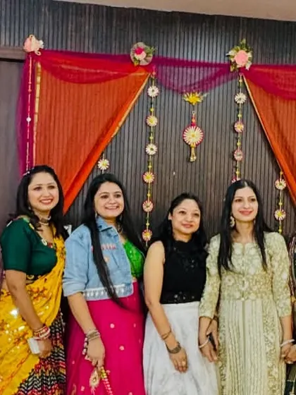 Another gorgeous group photo from our Navratri celebration. The studio was filled with color and light.