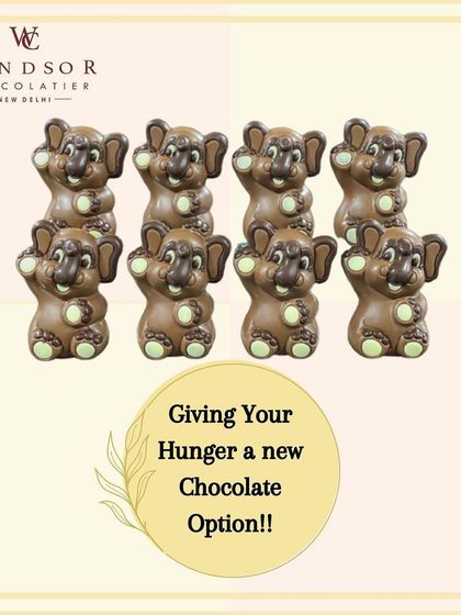 An army of my little chocolate elephant sculptures, showing how I can produce these handmade novelties in larger quantities for parties or events.