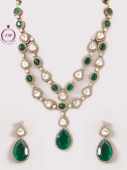 Another view of the Victorian necklace, showing the intricate design and the quality of the stones.