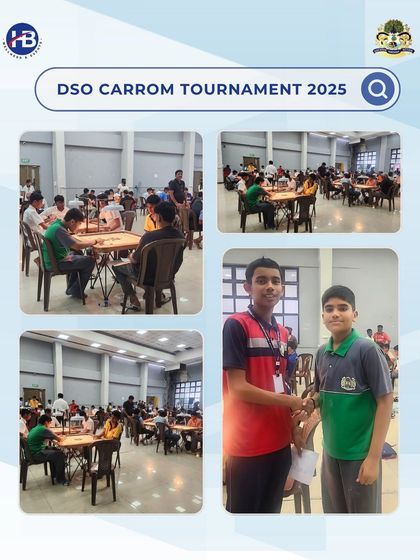 The DSO Carrom Tournament 2025 in progress. We organize and oversee a variety of indoor sports, celebrating the strategic minds of our young champions.