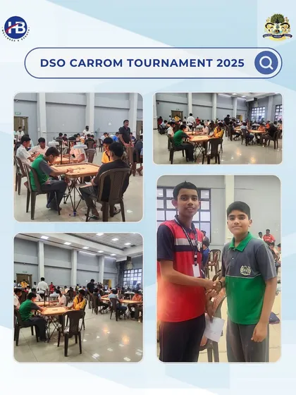 The DSO Carrom Tournament 2025 in progress. We organize and oversee a variety of indoor sports, celebrating the strategic minds of our young champions.
