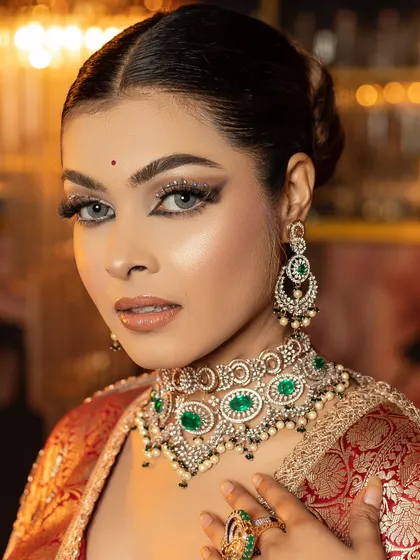 A stunning close-up of a glittery eye look. This is the kind of detail work we focus on in the pro course.