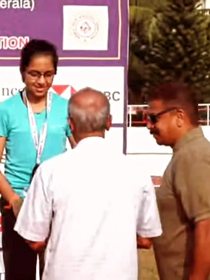 My athlete Eekisha Bhadsavale receiving her Bronze medal for the 400m run in the Girls U/18 category at the Indian Open.