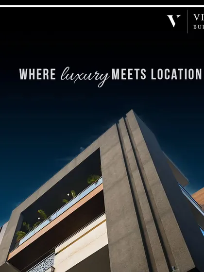 Our properties are where luxury meets location. This image showcases the powerful, contemporary facade of one of our buildings, designed to be an iconic address.