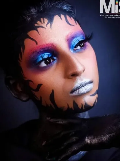 An amazing editorial piece by one of my students, featuring bold colors and graphic body art. This is the level of creativity I nurture.