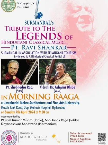 The poster for a special morning concert in Hyderabad to celebrate my Guru's 104th birth anniversary. A lifetime of his teachings continues to guide me.