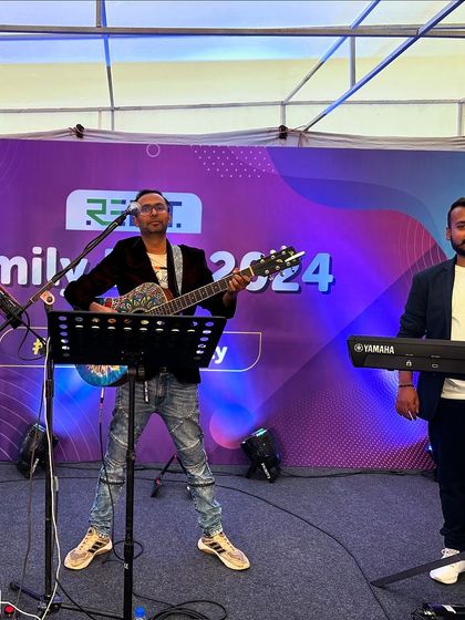 A full-stage view of our trio setup for the Rebit Family Day corporate event.