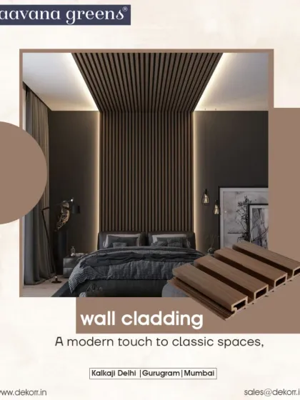 I believe an accent wall can define a room. Here, I used dark brown fluted WPC wall cladding to create a sophisticated and modern backdrop in a bedroom. The integrated backlighting enhances the texture, adding depth and a luxurious feel to the space.