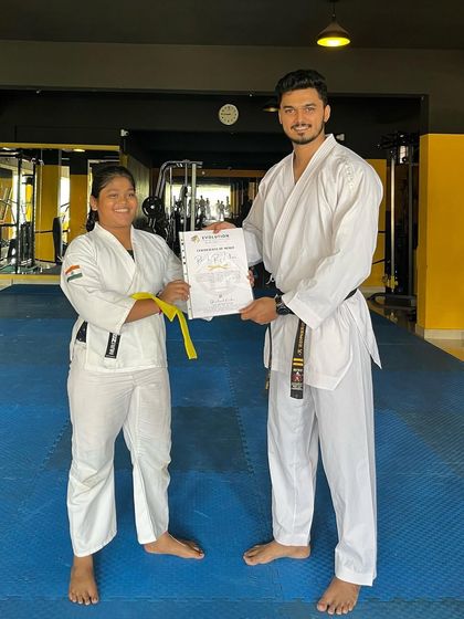 Congratulations to this student on earning her yellow belt. Each belt is a milestone on the long journey of martial arts.