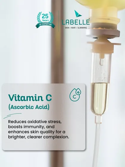 Our IV vitamin therapy often includes Vitamin C, a vital nutrient for wellness. It helps reduce oxidative stress from daily life, boosts your immune system, and significantly enhances skin quality, leading to a clearer and more radiant look.