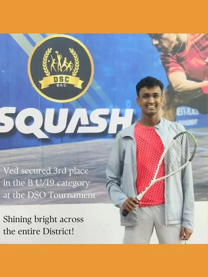 We're proud to see our student Ved secure 3rd place in the DSO Tournament and get selected for the Division Level. His success is a huge milestone in his squash journey.