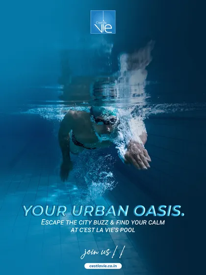 We provide an escape from the city's demands. This underwater perspective shows the calm and focus you can find in our pool, your personal urban oasis for peace and rejuvenation.