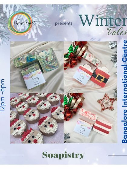 A promotional graphic for our stall at another "Winter Tales" event, this time showcasing our Christmas collection.