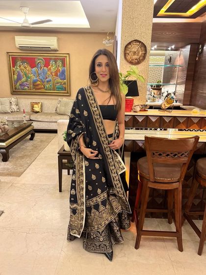 Another angle of this beautiful ethnic outfit. The intricate gold embroidery is absolutely stunning.