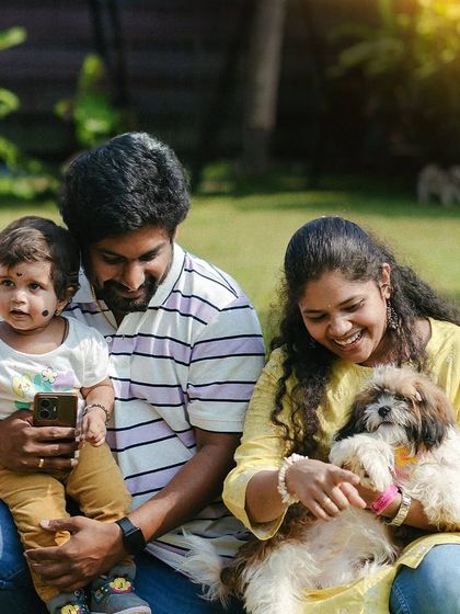 A perfect family portrait, complete with their adorable baby and furry child. My venue is all about bringing the whole family together.