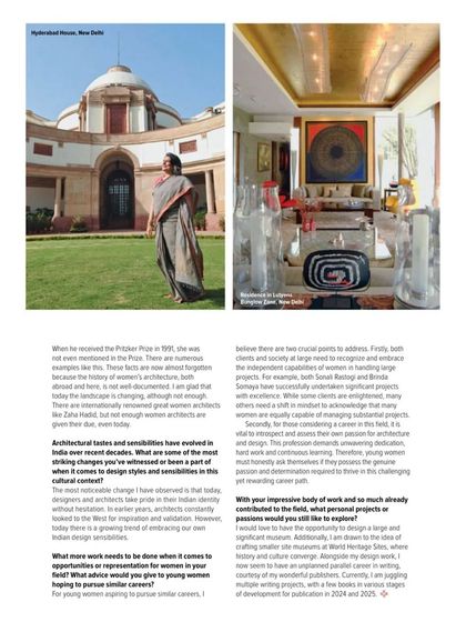 We were delighted to see my mother, Sunita Kohli, featured in Architecture + Design as an OG woman in design. The article traces her incredible journey from her early days to landmark projects like the restoration of Rashtrapati Bhavan.